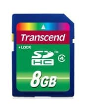 Image of Transcend 8 GB Class 4 - SDHC (TS8GSDHC4) Flash Memory Card in Retail Packaging