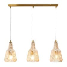 Image of Visconte Mikael Ceiling Pendant Faceted Glass Shaded 1, 3 Lights - 2 Colours