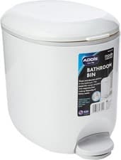 Image of Addis 518503 Premium Deluxe Bathroom White & Grey Pedal Bin With inner 3.5 litre