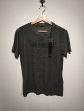 Image of Replay Size S Graphic T-shirt Los Angeles Dark Grey Wash Stars Cotton Crew Neck
