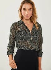 Image of MINT VELVET Size 18 khaki print shirt BNWOT