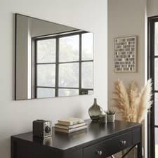 Image of Wall Mirror Islington Rectangular BlackFrame Modern Contemporary H 90cm x L 60cm