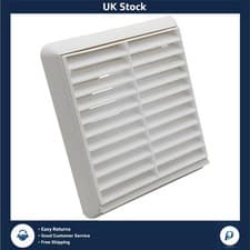 Image of White Louvred Grille 155mm Wall Ducting Air Vent with 100mm Spigot