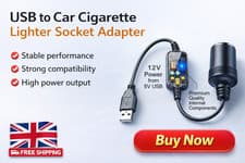 Image of USB Port 5V to 12V Car Cigarette Lighter Socket Female Converter Adapter Cord UK