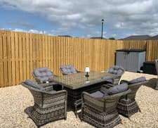 Image of Garden Dining Set Large Wicker Rattan Furniture Patio Cushion Chairs Glass Table