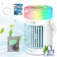 Image of Portable Air Cooler 2025 Evaporative 3in1 Conditioner mini RGB Light 600ml,White