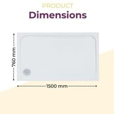 Image of Luxury Slimline Shower Tray 40mm Low Profile Stone Resin Rectangle 42 Sizes