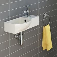 Image of Bathroom Wash Sink Basin Cloakroom Small Ceramic White 1 Hole Various Sizes