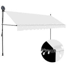 Image of Manual Retractable Awning with LED 350 cm Cream