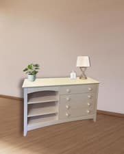 Image of Julian Bowen cream/white chest of drawers with open shelves.