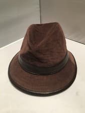 Image of Gorgeous Accessorize Brown Corduroy / Leatherette Trim Fedora Hat, New