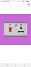 Image of Knightsbridge CL83BC Brushed chrome 45a DP cooker switch with socket and neons