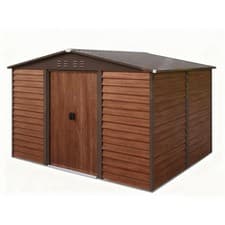 Image of 10X8ft Galvanized Metal Garden Shed Outdoor Tool Storage Shed With Base Brown