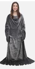 Image of Electric Heated Wearable Blanket With Sleeves Warm Fleece Adult Oversized Throw