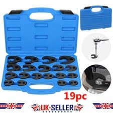 Image of 19pc Metric Crowfoot Wrench Set 8-32mm (Cr-Mo) 3/8" 1/2" Sq Dr Large Crows Foot