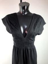 Image of Ladies Black Plunge Neck Jumpsuit UK S