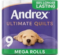 Image of Andrex Ultimate Quilts 9 Mega Toilet Rolls = 13.5 Standard Toilet Rolls, 50%