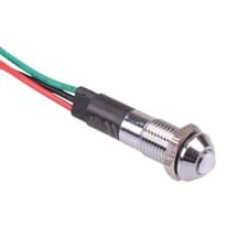 Image of Red/Green LED 8mm Metal Prewired Panel Indicator 12V