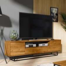 Image of TV Stand 200cm Push to Open Doors & Drawer Oak – FERRANO Collection