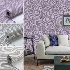 Image of Modern Wallpaper Abstract Curved Non-woven 3D Effect Living Room Wall Decor 9.5M