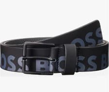 Image of Hugo Boss belt Ther-Logo-Bicol handmade cow skin size 95cm/W36 - Made in Italy