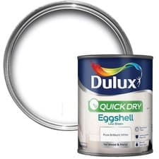 Image of Dulux Quick Dry Eggshell Paint 750ml Pure Brilliant White Wood Metal Non Yellow