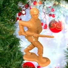 Image of LARGE OVER SIZE 4" Tan Version Green Army Men Man Custom Christmas Tree Ornament