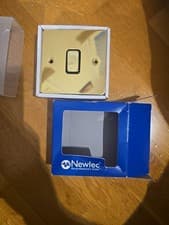 Image of Newlec polished brass 1 gang 2 way light switch, Gold decorative home accessory