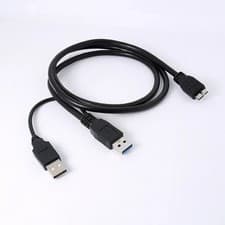 Image of USB 3.0 Y-Cable, Type A to Micro B – Dual Power Data Cord for External Portable