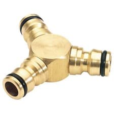 Image of Draper Brass 3 Way Connector - For Outdoor Use With Garden Hose/Sprinklers/Taps
