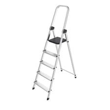 Image of Aluminium Step Ladder With Platform Non Slip Treads Lightweight Aluminium EN 131