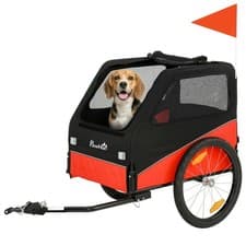 Image of PawHut Dog Bike Trailer for Small & Medium Pets with 20" Rubber Wheels, Red