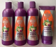Image of Aussie SOS Strength & Length Shampoo & Conditioner X4 Long Weak Brittle Hair