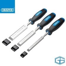 Image of DRAPER WOOD CHISEL SET WITH BEVEL EDGES 12 20 26MM CHISELS, STOCK NO: 31306