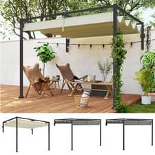 Image of Lean To Pergola with Retractable Roof, Wall Mounted Metal Pergola