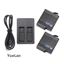 Image of 2Pcs New Genuine GoPro 5 Battery With Charger For AHDBT-501 HERO5 Black Silver