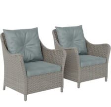 Image of Rattan Garden Chairs Set of 2 Outdoor Rattan Seat with Cushions Light Grey