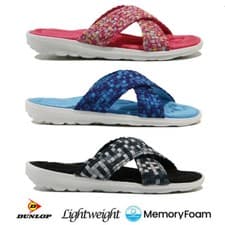 Image of LADIES DUNLOP MEMORY FOAM FLIP FLOPS HOLIDAY POOL SUMMER FLAT MULES SANDALS SIZE