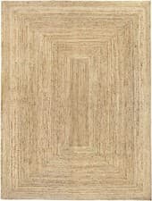 Image of Rug Jute Carpet Mat Rectangle Natural Farmhouse Jute Runner Rustic Look Braided
