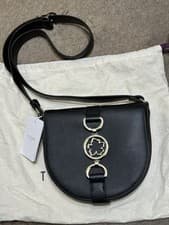 Image of Bnwt Ted Baker Kenzie Magnolia Detail Black Leather Crossbody Bag Medium