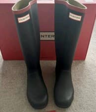 Image of Hunter Argyll Full Knee Length Black Wellington Boots - UK 5 - Unisex - BNIB