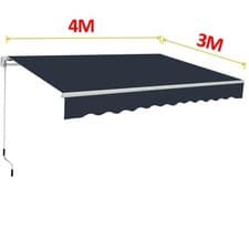 Image of 2/2.5/3/4m Retractable Manual Awning Patio Garden Canopy Sun Shade Shelter Blue