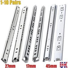 Image of SOFT CLOSE DRAWER RUNNERS SLIDES GROOVED BALL BEARING RAILS H17mm H27mm H45mm UK