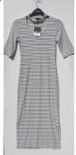 Image of topshop size 10 qhute black stripe midi dress bnwt cut out R1523