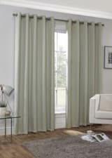 Image of Natural Hudson Plain Dyed Woven Lined Blockout Eyelet Ring Top Curtains Pair