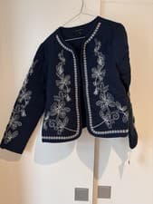 Image of Beautiful Embroidered Quilted Jacket. Navy. Size Small/10/36. Mercer & Madison