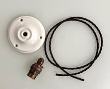 Image of Traditional Pendant Light Set: Ceramic Rose Cable Bulbholder various options PL