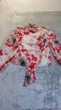 Image of BNWT Ted Baker Ladon Tie Neck Long Sleeve Blouse Floral Print Ivory Size UK4