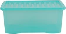Image of Plastic Storage Box W/ Lid Wham Crystal 45L Container- Tint Spearmint (Set of 3)