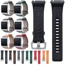 Image of Cowhide Genuine Leather Sports Watch Band Strap Bracelet For Fitbit Ionic Watch